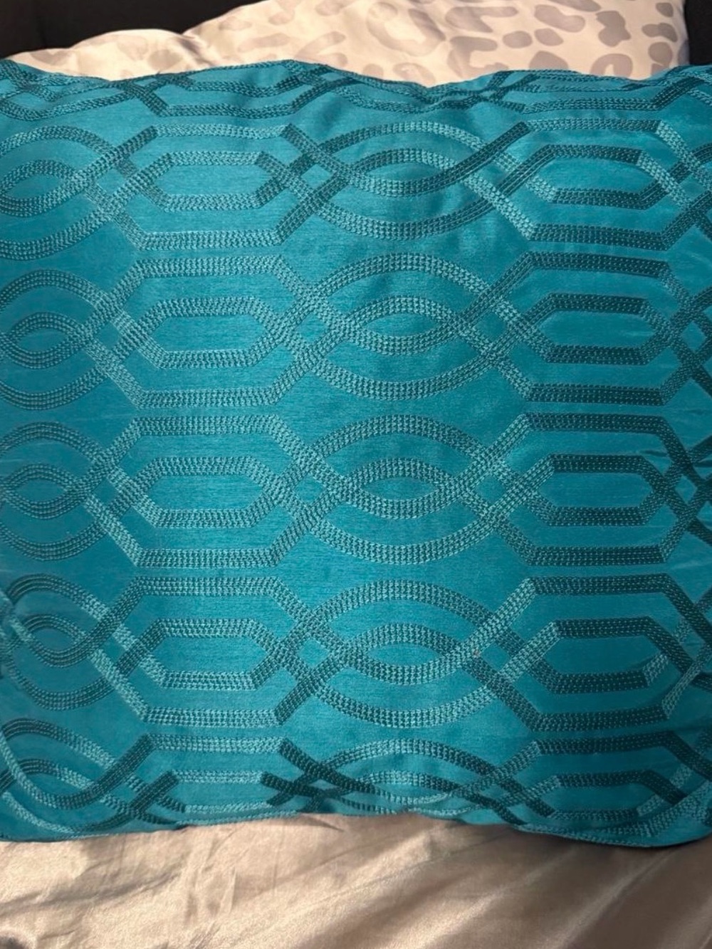 Teal Geometric Decorative Throw Pillow
